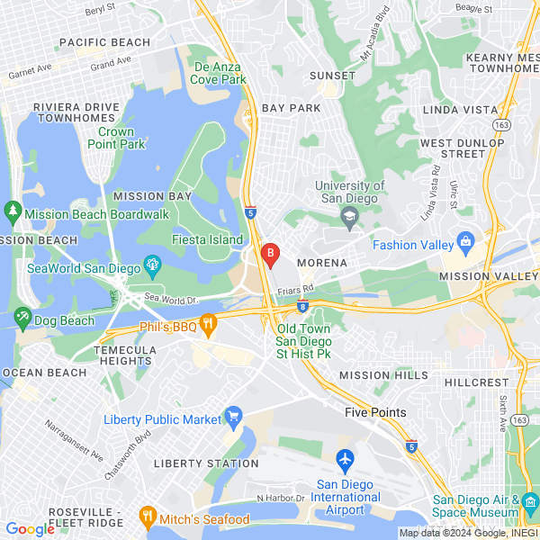 Oriental Rug Specialists location map: 4941 Pacific Hwy Ste 2A, San Diego, California